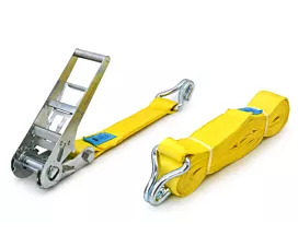 10T - Standaard Spanband - 10T - 6m - 75mm - 2-delig - Spitshaken - Geel 10T - Standaard Spanband - 10T - 6m - 75mm - 2-delig - Spitshaken - Geel