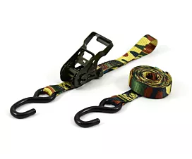 Alle spanbanden op maat Spanband - 800kg - 25mm - 2-delig - Ratel - S-haken - Army Green + Eigen label