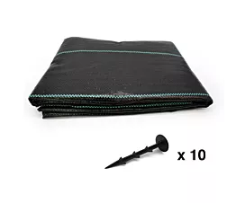 Alle netten & dekzeilen Anti-Worteldoek + Grondpennen - 2m x 10m - 100g/m2 - Zwart